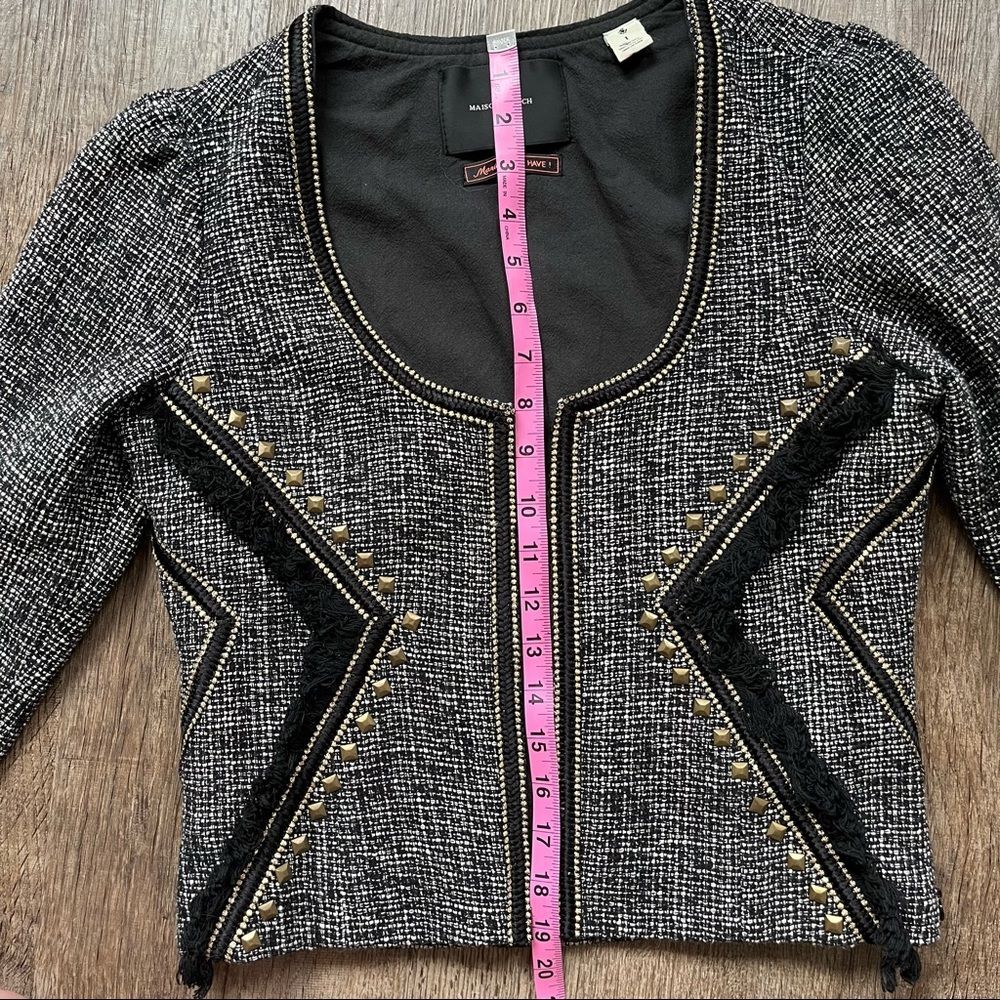 Maison Scotch Studded Frayed Bohemian Tweed Blazer - small - Picture 7 of 14